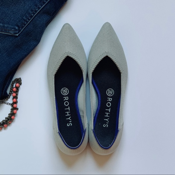 Rothy's Shoes - Rothy’s Pointed Flats - Light Grey - Barely Used